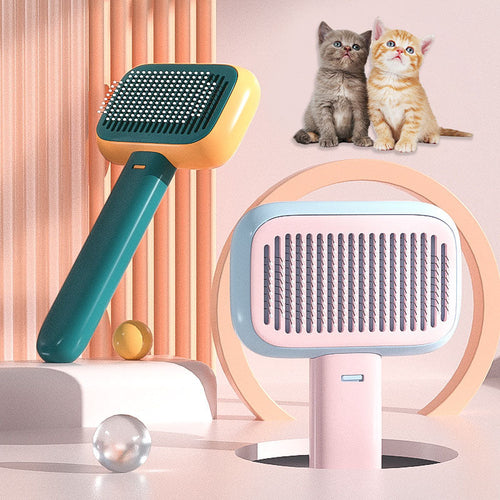 One-Touch Self-Cleaning Slicker Brush for Cats & Dogs
