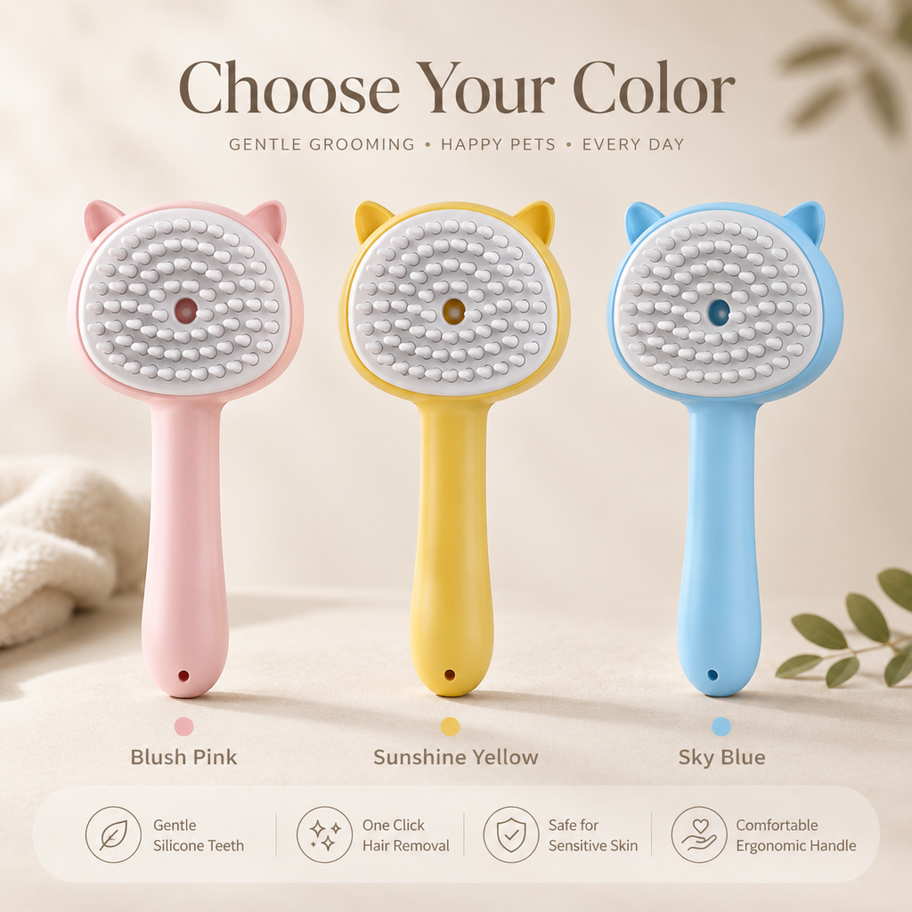 Self-Cleaning Mist Grooming Brush for Cats & Dogs