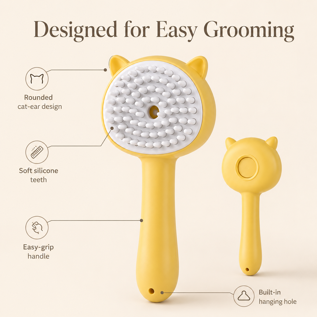 Self-Cleaning Mist Grooming Brush for Cats & Dogs