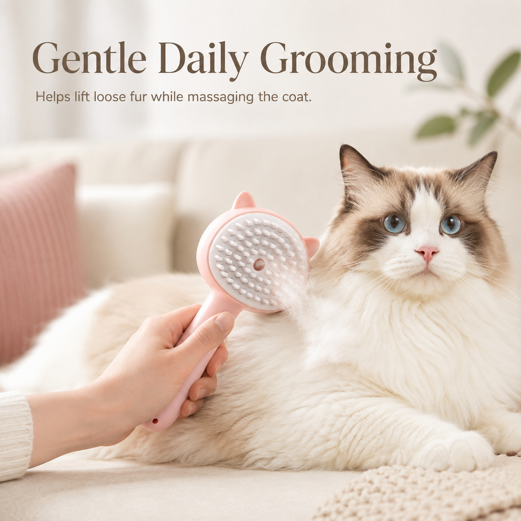 Self-Cleaning Mist Grooming Brush for Cats & Dogs
