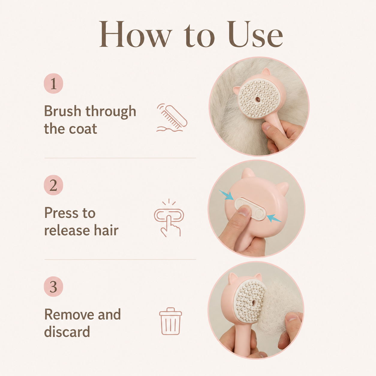 Self-Cleaning Mist Grooming Brush for Cats & Dogs