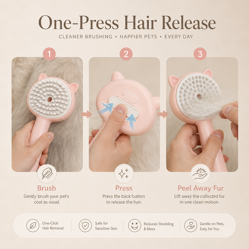 Self-Cleaning Mist Grooming Brush for Cats & Dogs