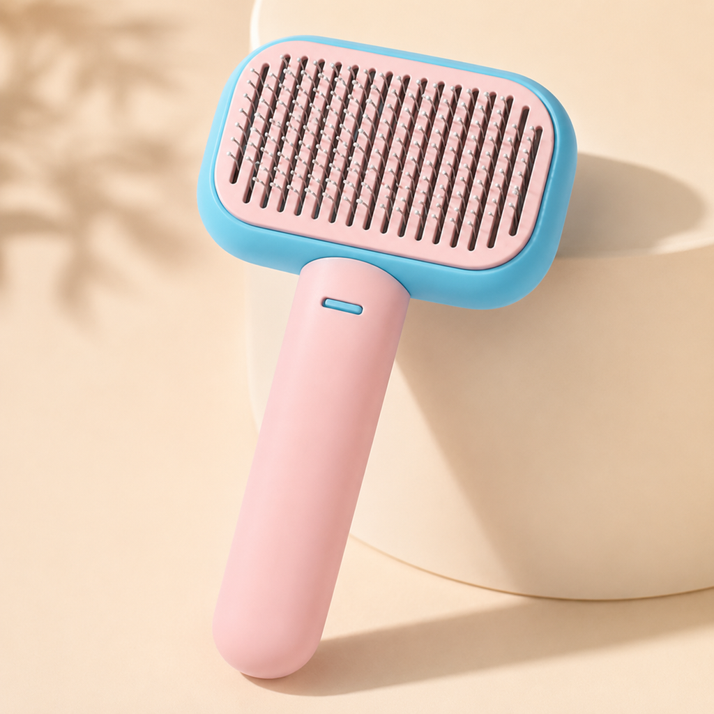 One-Touch Self-Cleaning Slicker Brush for Cats & Dogs