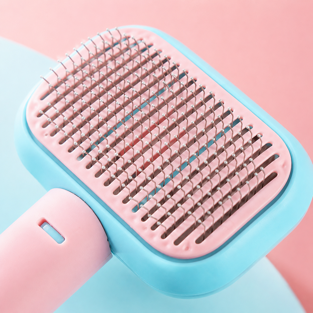 One-Touch Self-Cleaning Slicker Brush for Cats & Dogs
