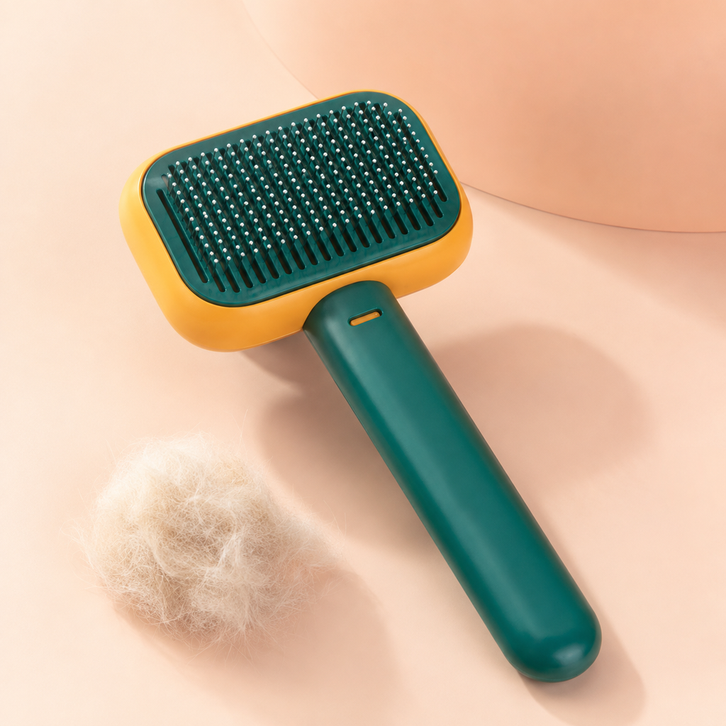One-Touch Self-Cleaning Slicker Brush for Cats & Dogs