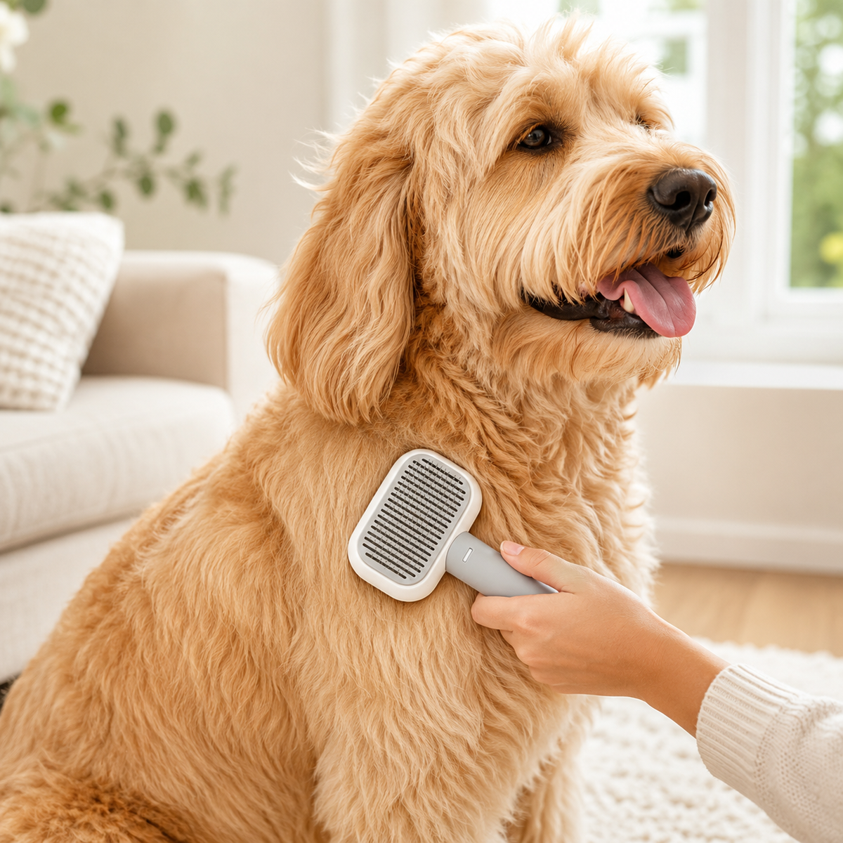 One-Touch Self-Cleaning Slicker Brush for Cats & Dogs