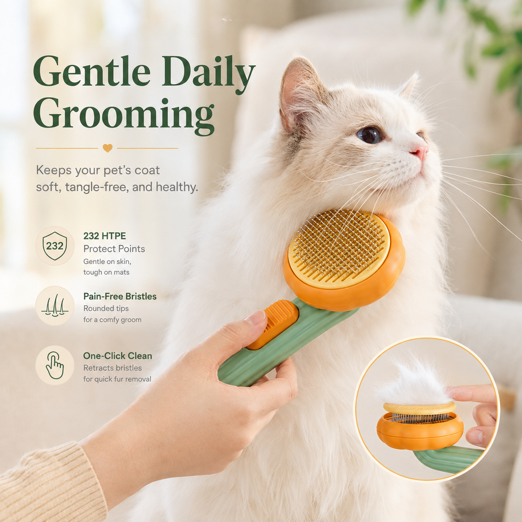 Self-Cleaning Pet Slicker Brush for Cats & Dogs