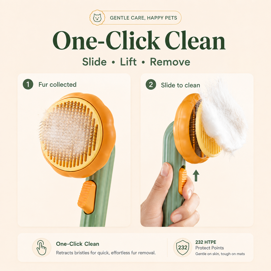 Self-Cleaning Pet Slicker Brush for Cats & Dogs