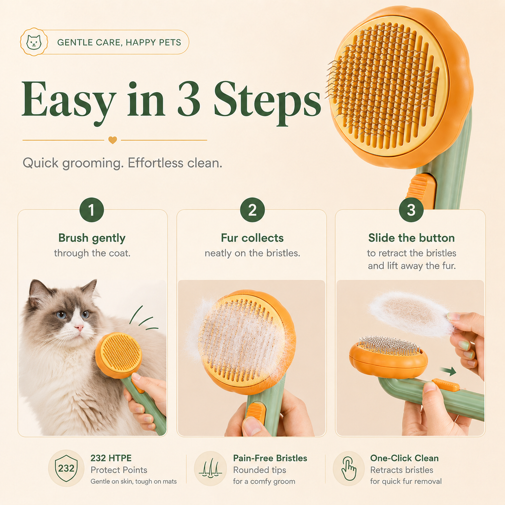 Self-Cleaning Pet Slicker Brush for Cats & Dogs