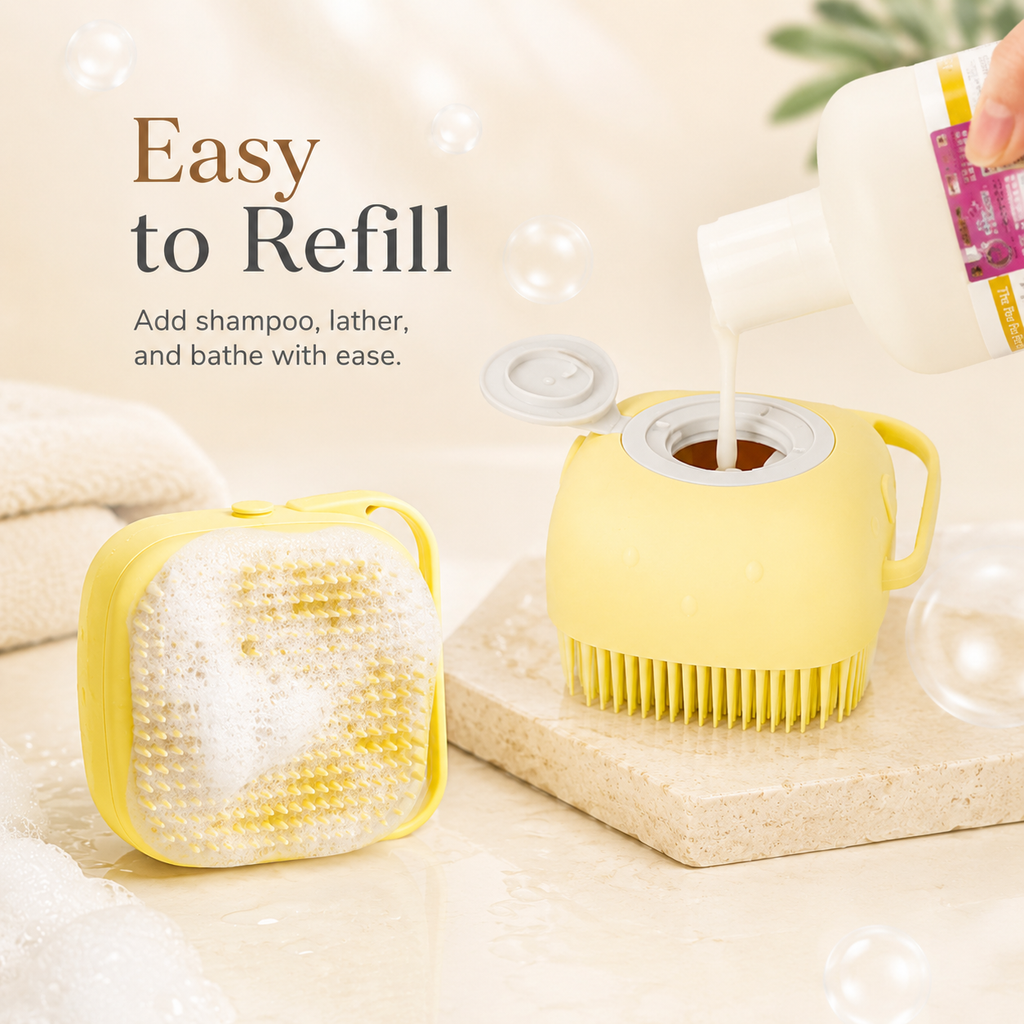 Silicone Pet Bath Brush with Shampoo Dispenser