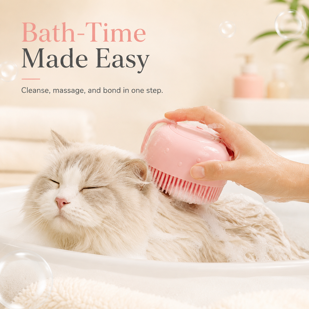 Silicone Pet Bath Brush with Shampoo Dispenser