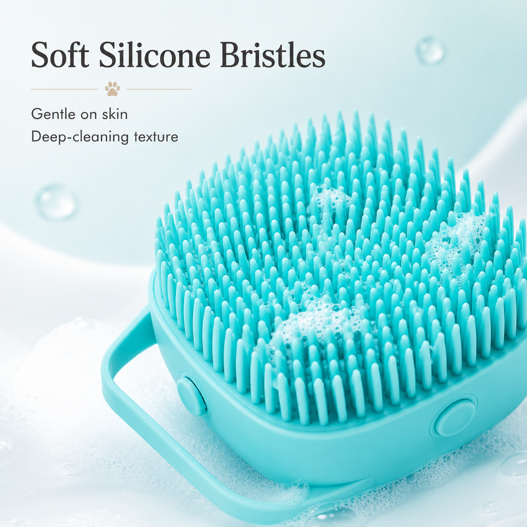 Silicone Pet Bath Brush with Shampoo Dispenser