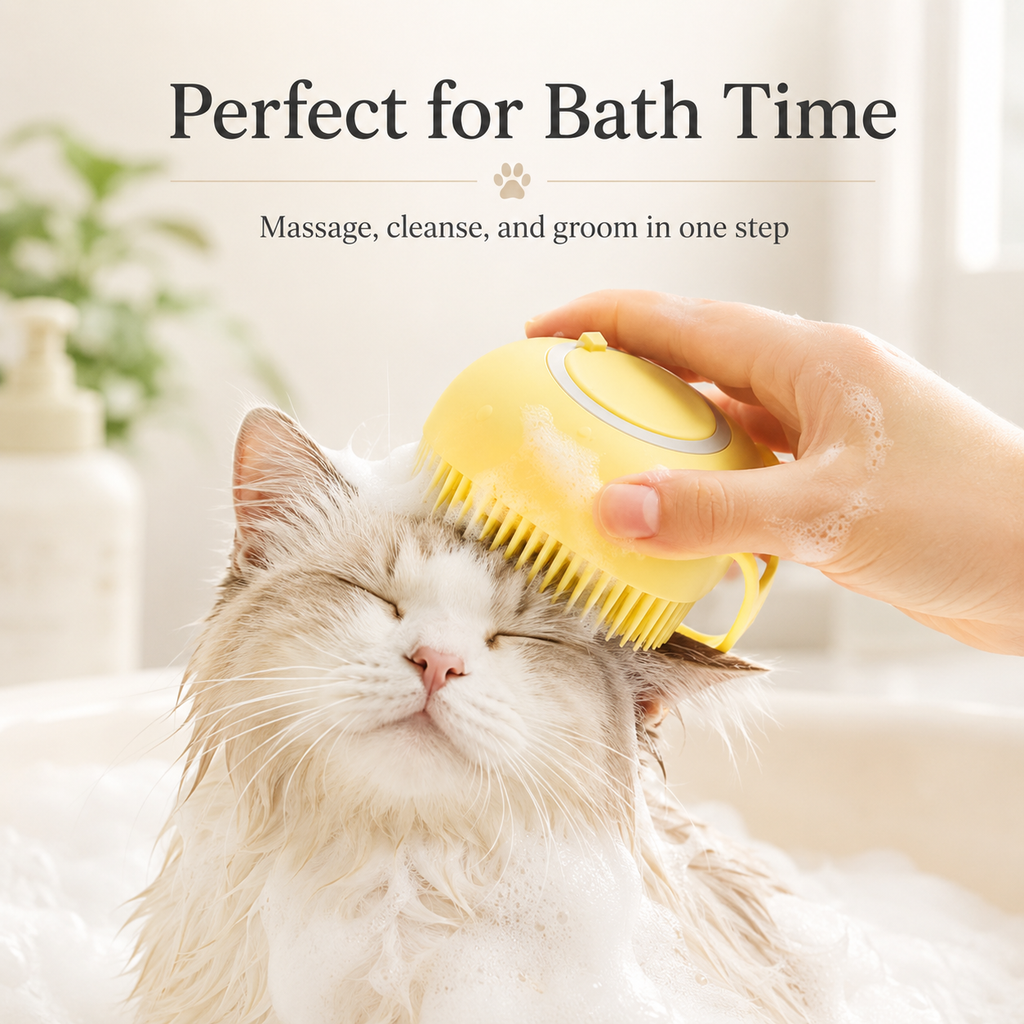 Silicone Pet Bath Brush with Shampoo Dispenser