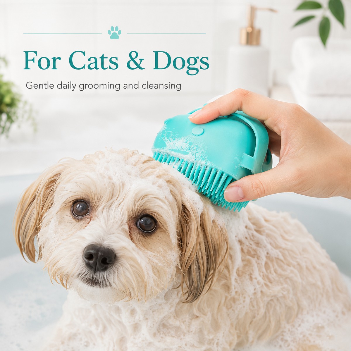 Silicone Pet Bath Brush with Shampoo Dispenser