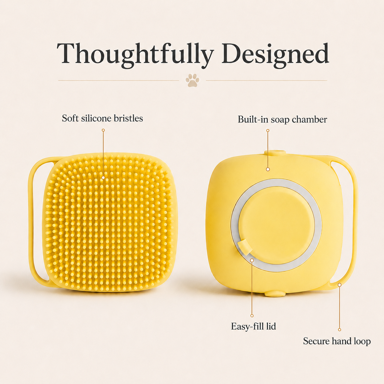 Silicone Pet Bath Brush with Shampoo Dispenser
