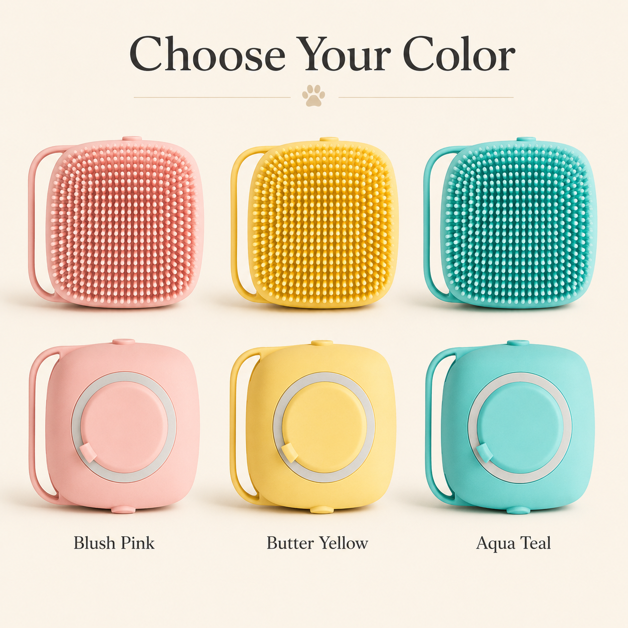 Silicone Pet Bath Brush with Shampoo Dispenser