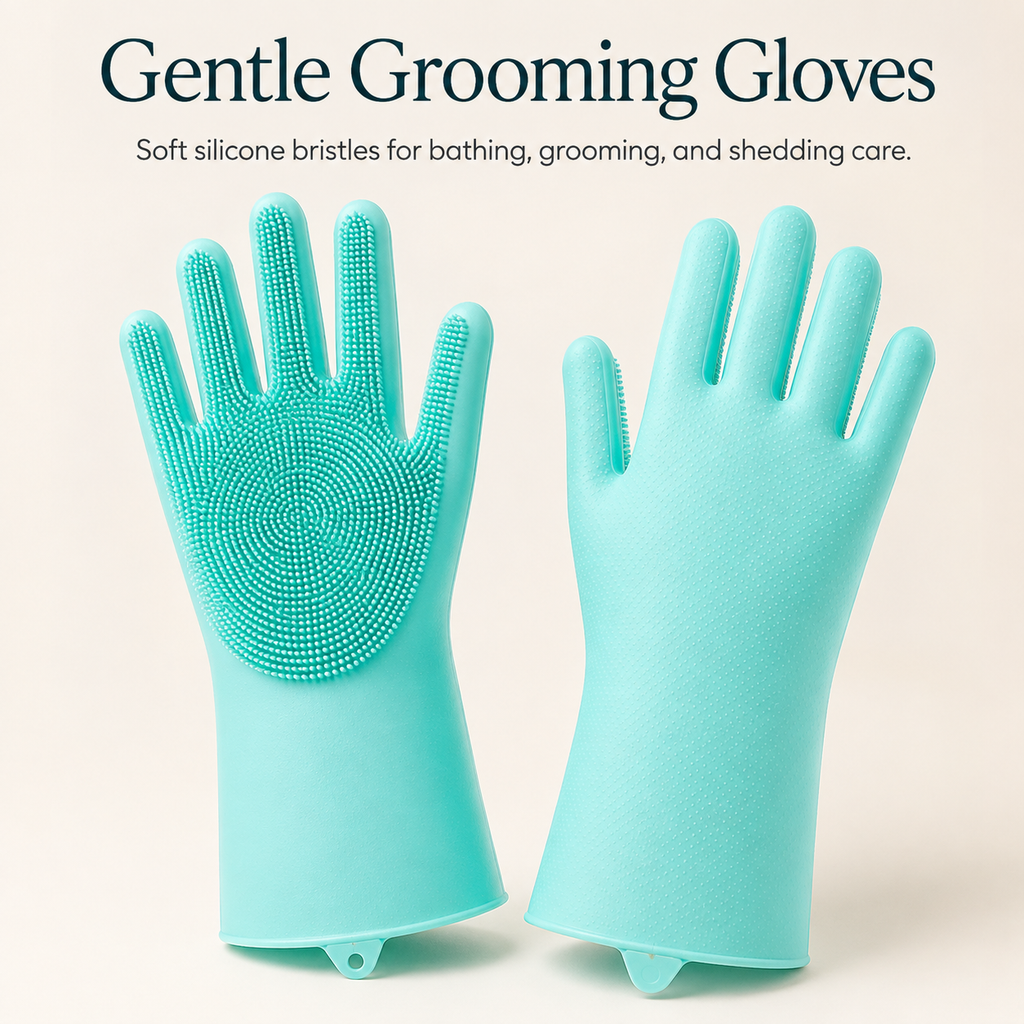 Silicone Pet Grooming Gloves for Cats & Dogs