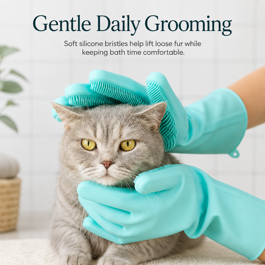 Silicone Pet Grooming Gloves for Cats & Dogs