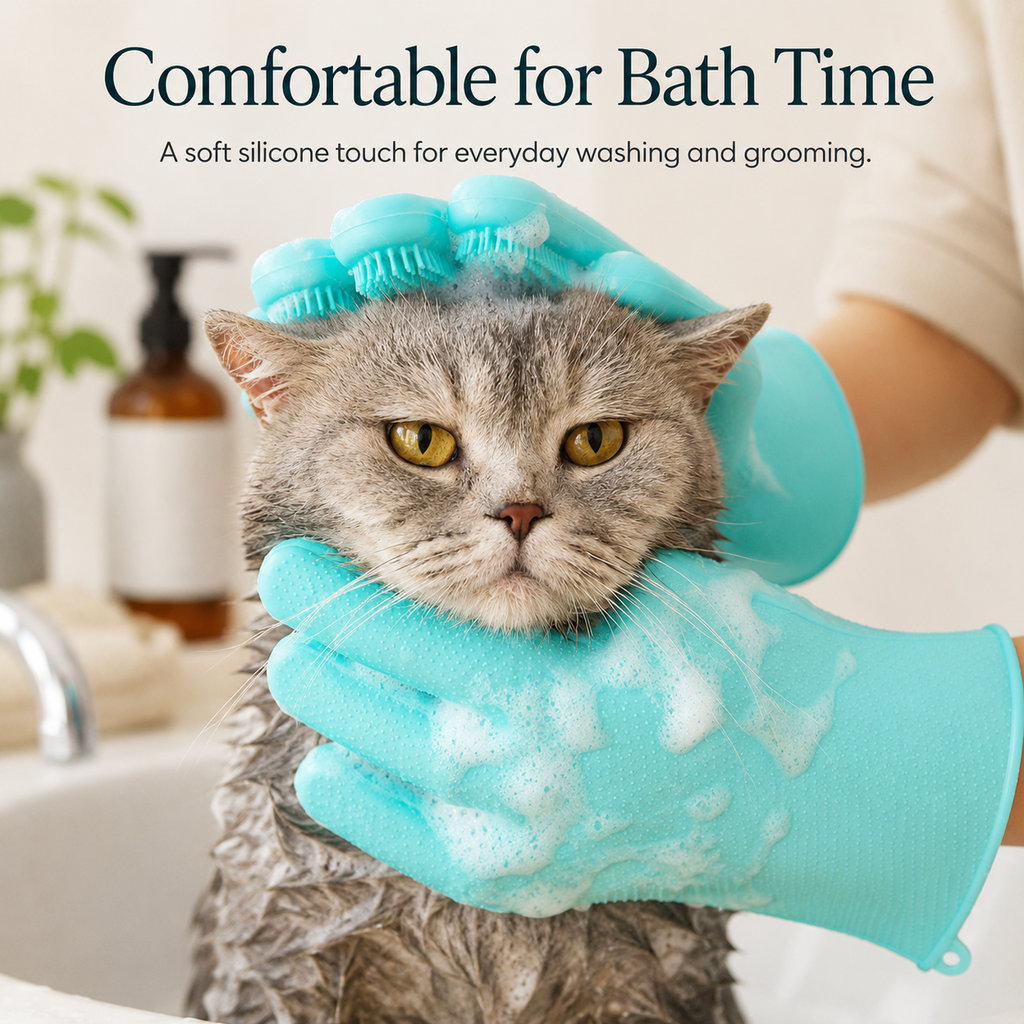 Silicone Pet Grooming Gloves for Cats & Dogs