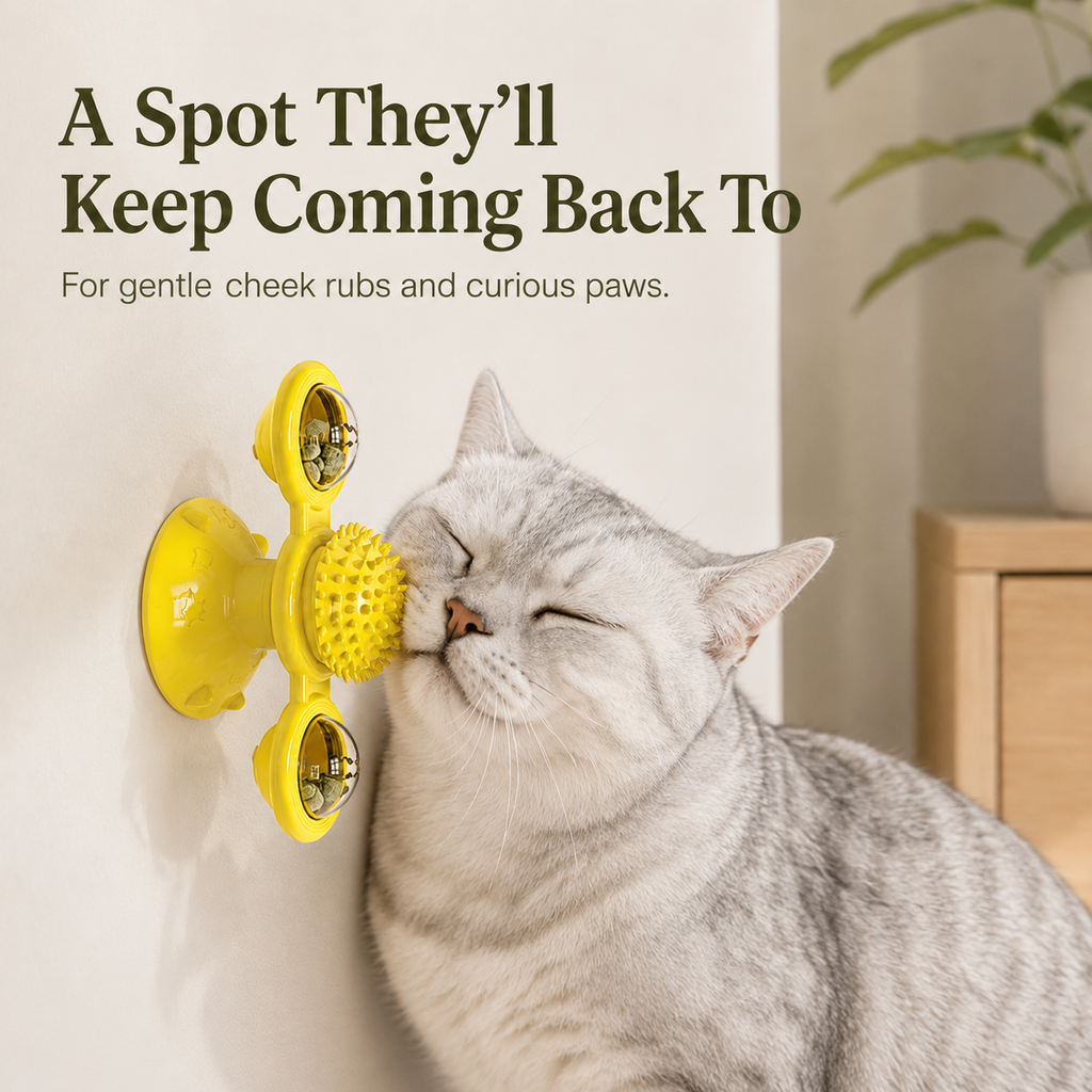 Wall-Mount Interactive Cat Toy with Scratch Pad