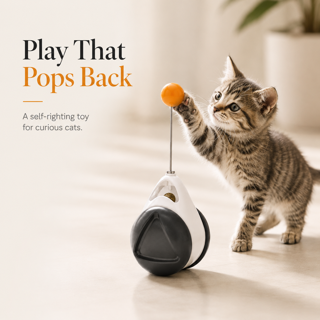 Self-Righting Wobble Cat Toy with Teaser Ball