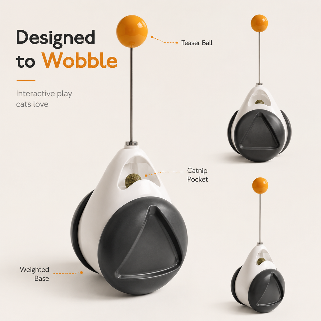 Self-Righting Wobble Cat Toy with Teaser Ball