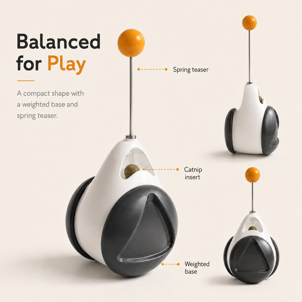 Self-Righting Wobble Cat Toy with Teaser Ball