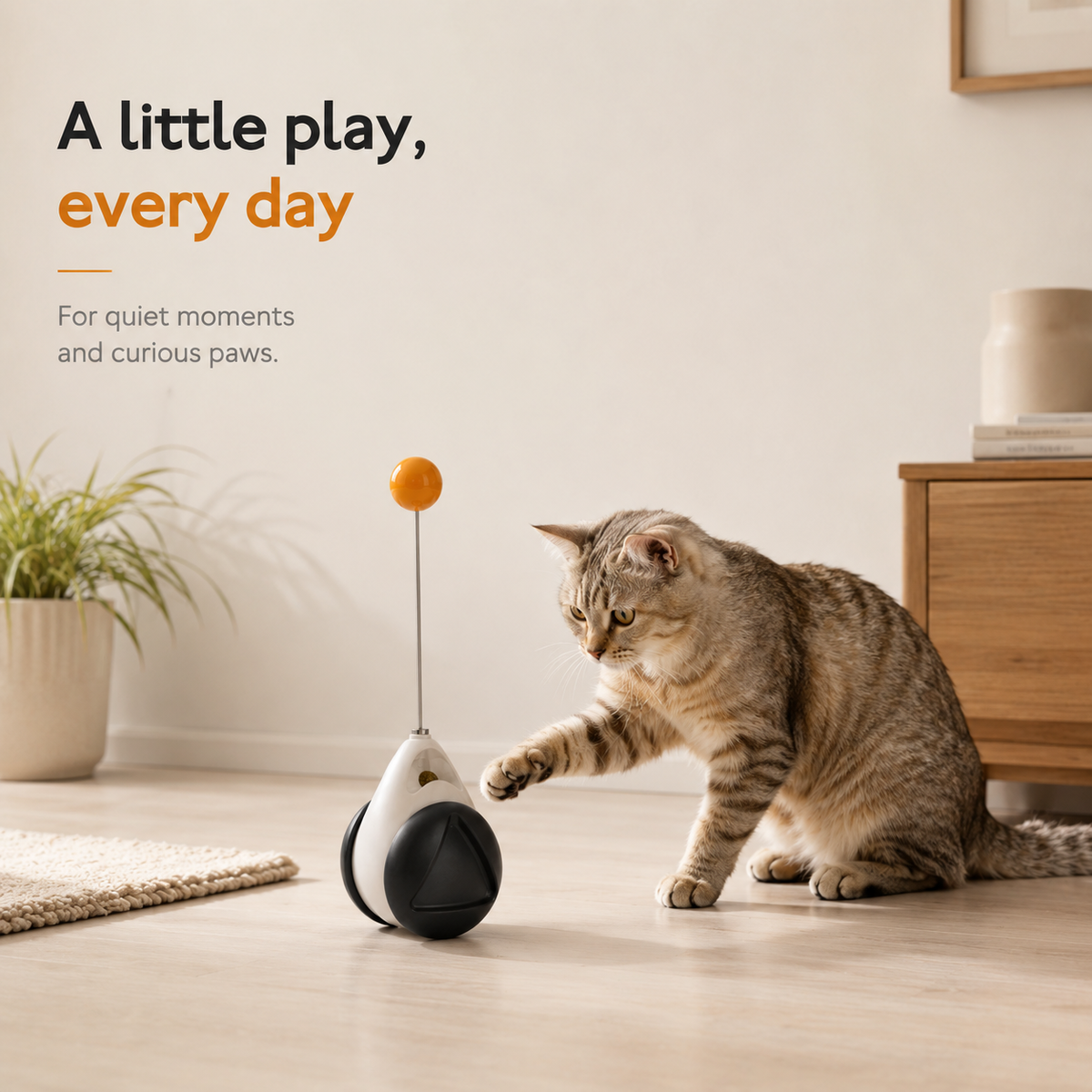 Self-Righting Wobble Cat Toy with Teaser Ball