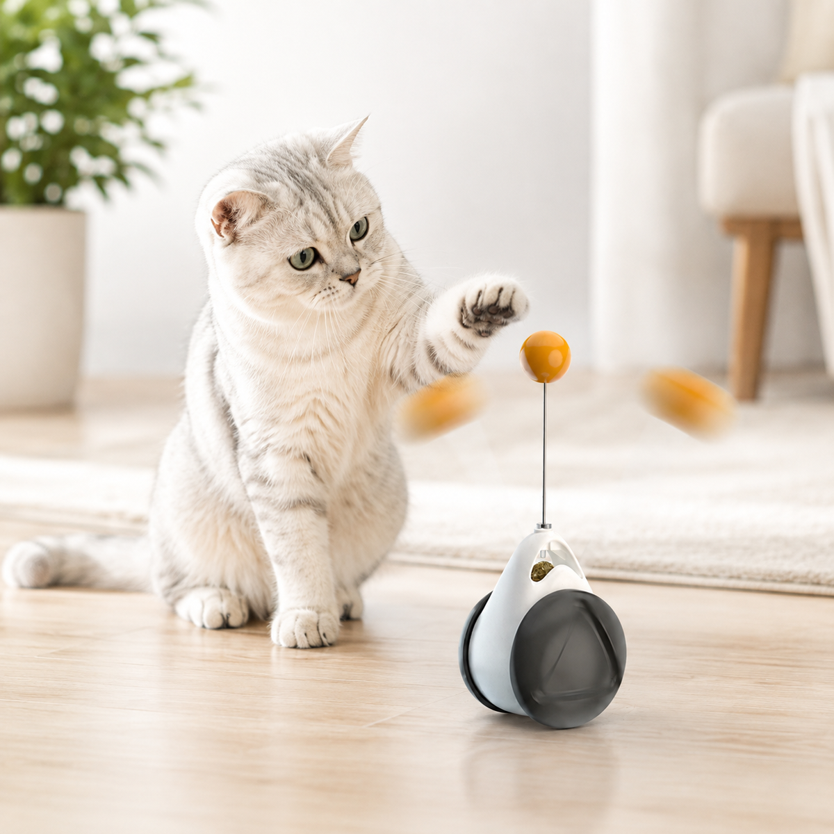 Self-Righting Wobble Cat Toy with Teaser Ball