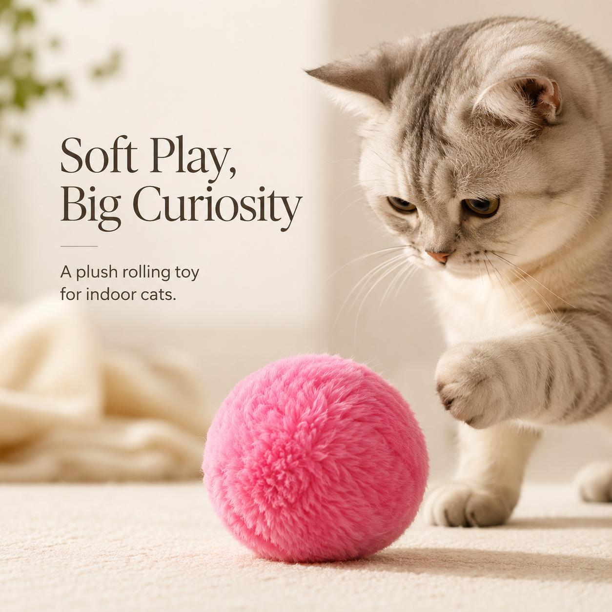 Automatic Rolling Plush Ball Toy for Cats