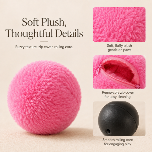 Automatic Rolling Plush Ball Toy for Cats