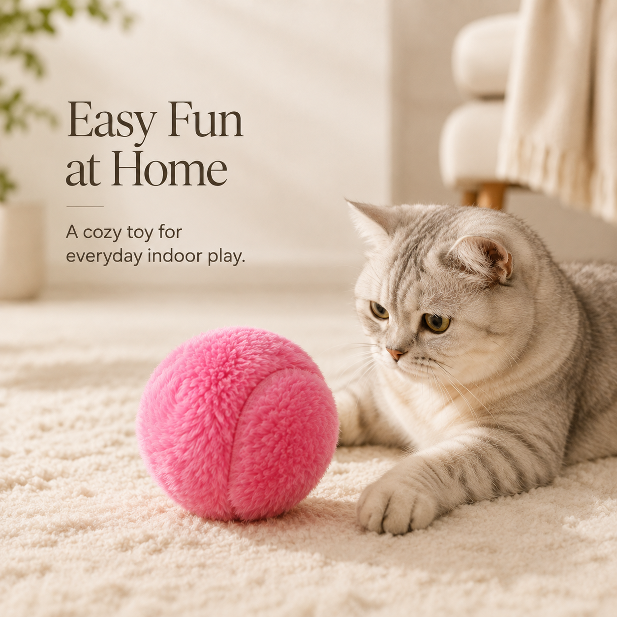 Automatic Rolling Plush Ball Toy for Cats