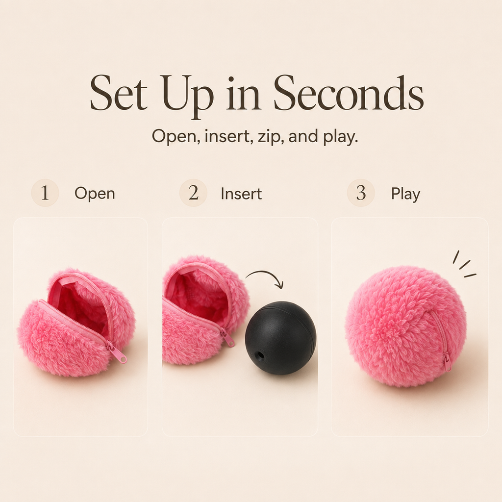 Automatic Rolling Plush Ball Toy for Cats