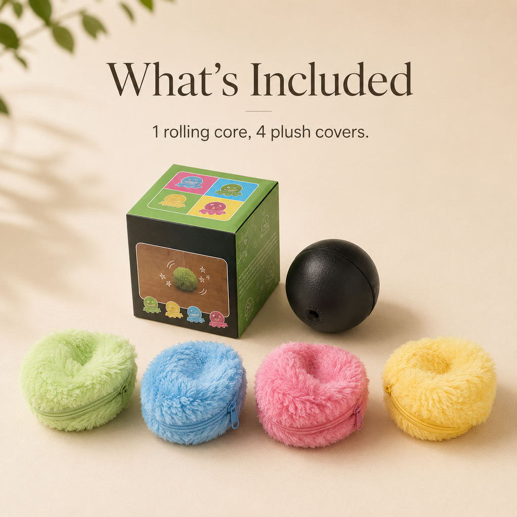 Automatic Rolling Plush Ball Toy for Cats