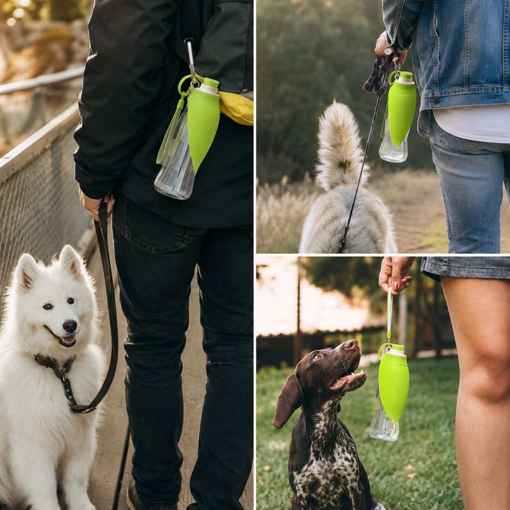 Portable Dog Water Bottle with Fold-Out Bowl
