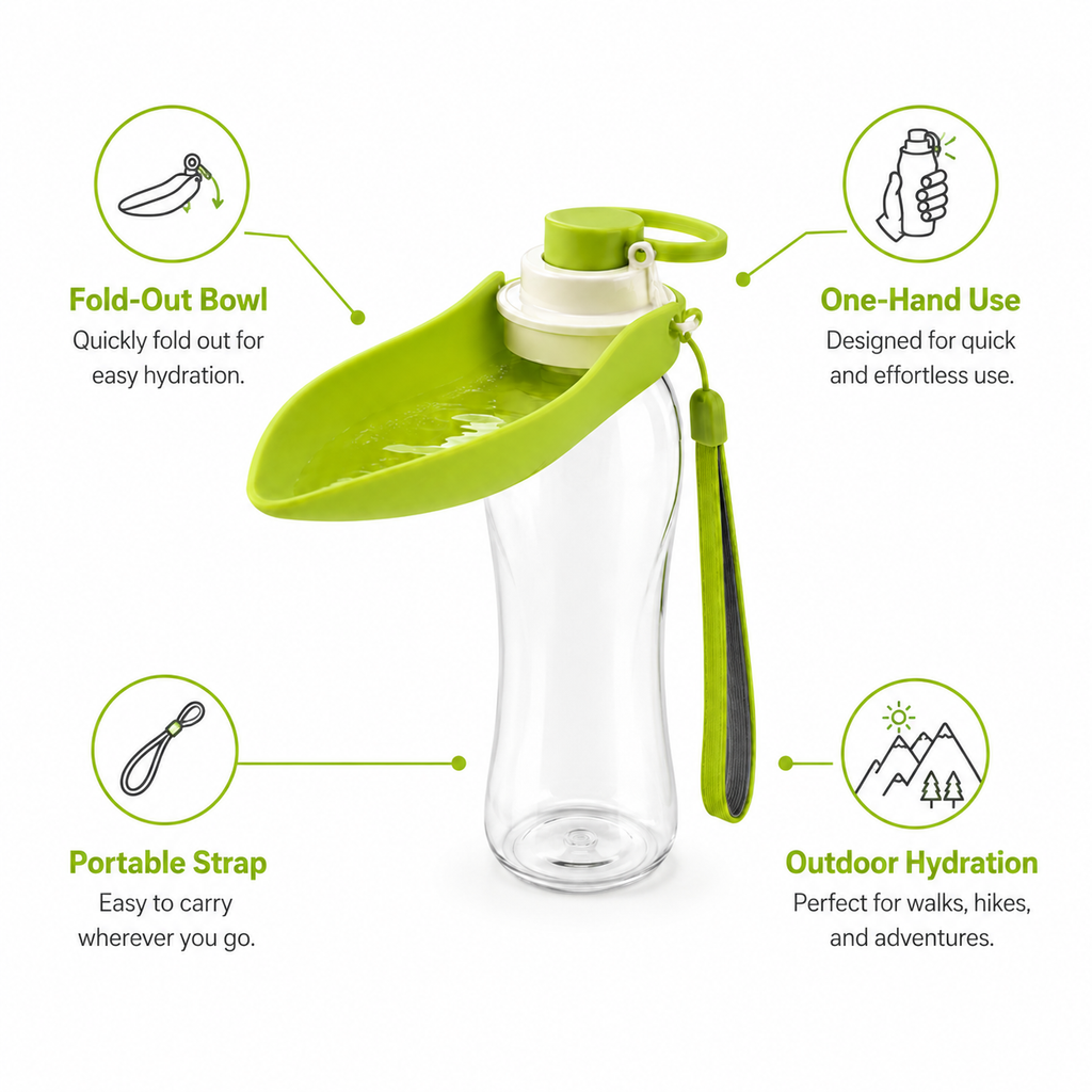 Portable Dog Water Bottle with Fold-Out Bowl