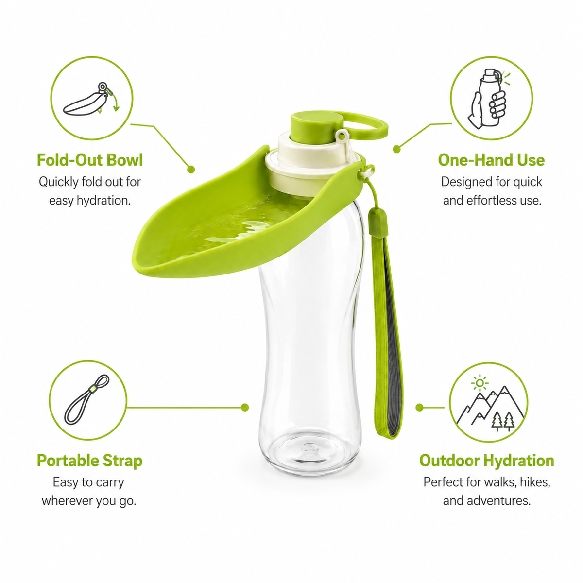 Portable Dog Water Bottle with Fold-Out Bowl