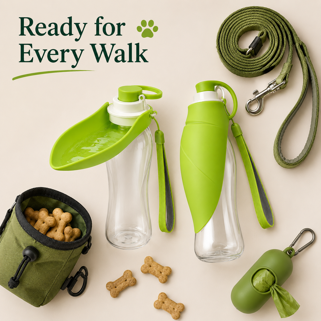 Portable Dog Water Bottle with Fold-Out Bowl