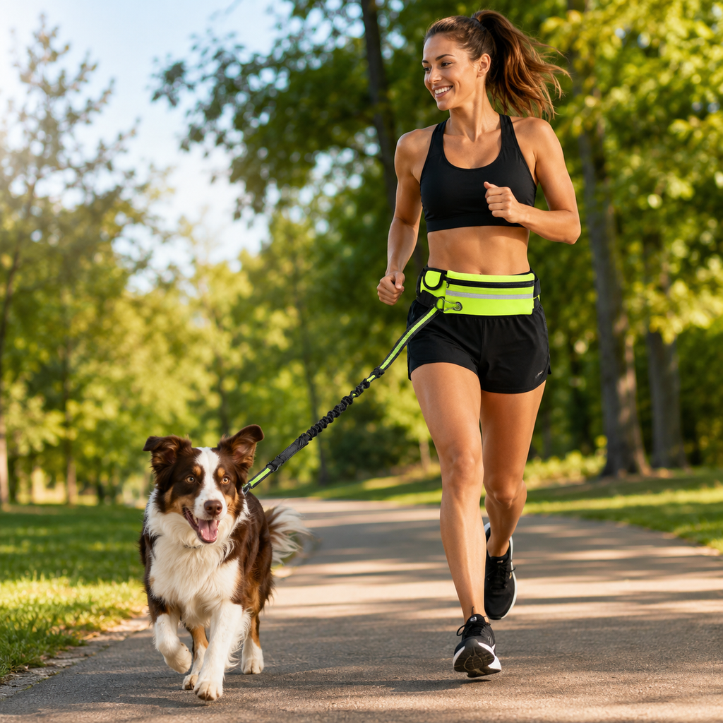 Hands-Free Dog Running Belt with Bungee Leash
