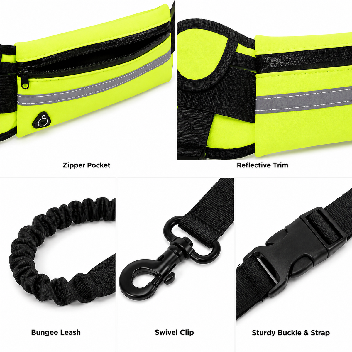 Hands-Free Dog Running Belt with Bungee Leash