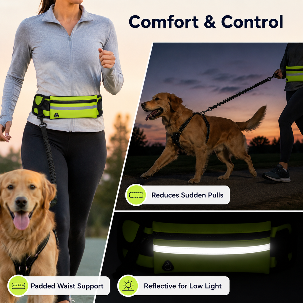 Hands-Free Dog Running Belt with Bungee Leash