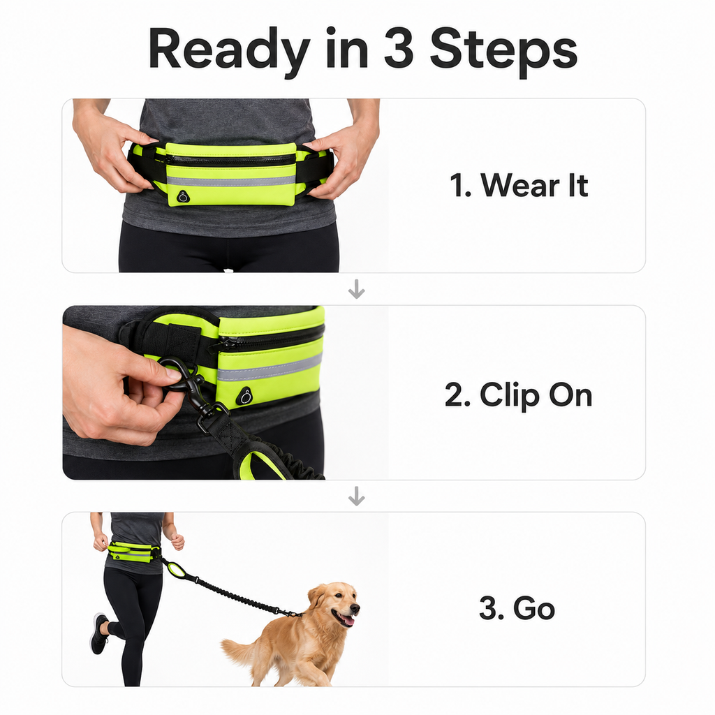 Hands-Free Dog Running Belt with Bungee Leash
