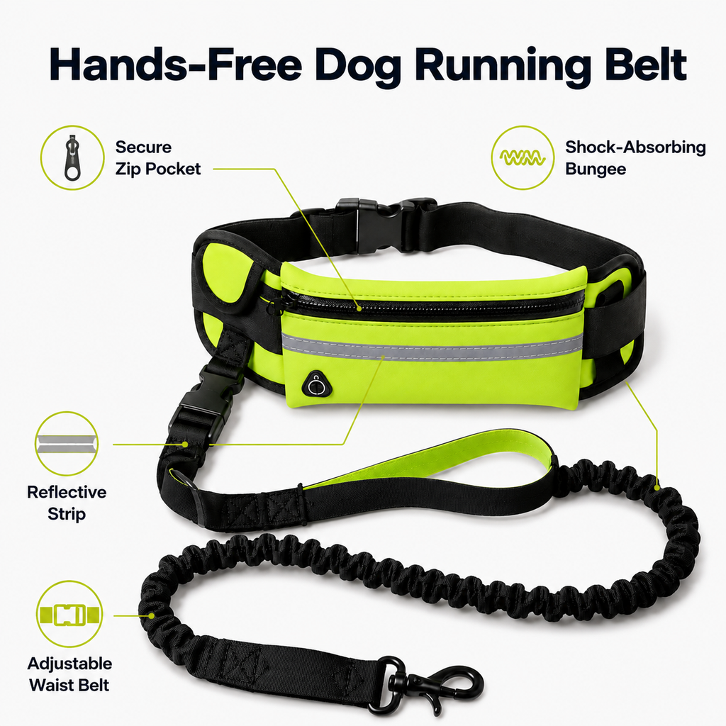 Hands-Free Dog Running Belt with Bungee Leash