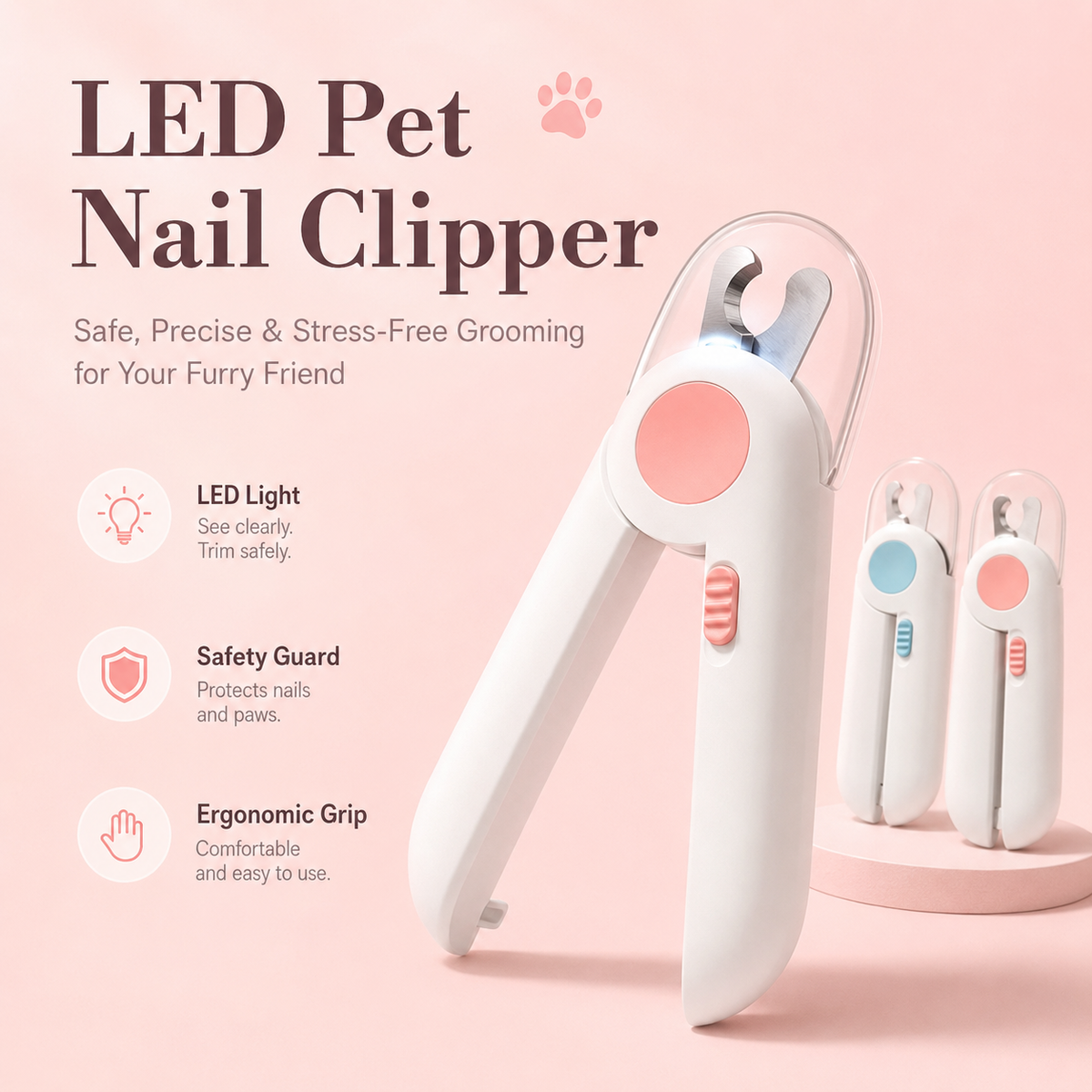 LED Pet Nail Clipper for Cats & Small Dogs