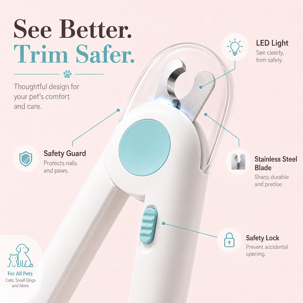 LED Pet Nail Clipper for Cats & Small Dogs