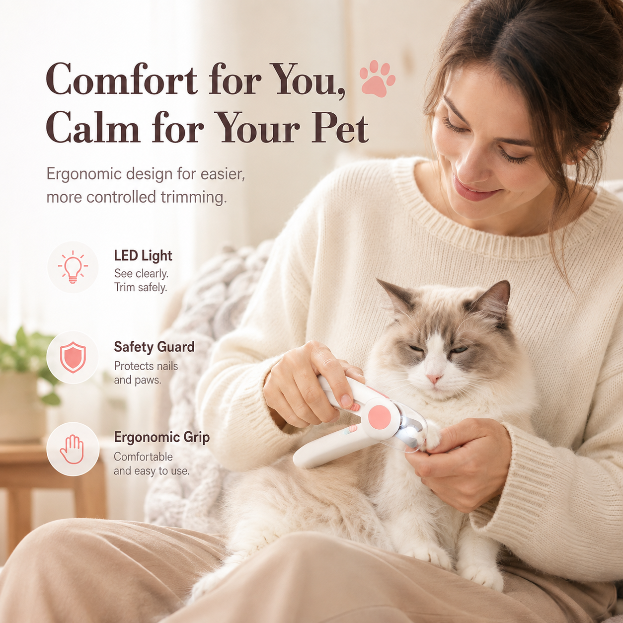 LED Pet Nail Clipper for Cats & Small Dogs