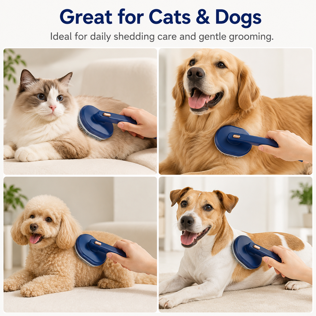 90° Rotating Self-Cleaning Pet Grooming Brush