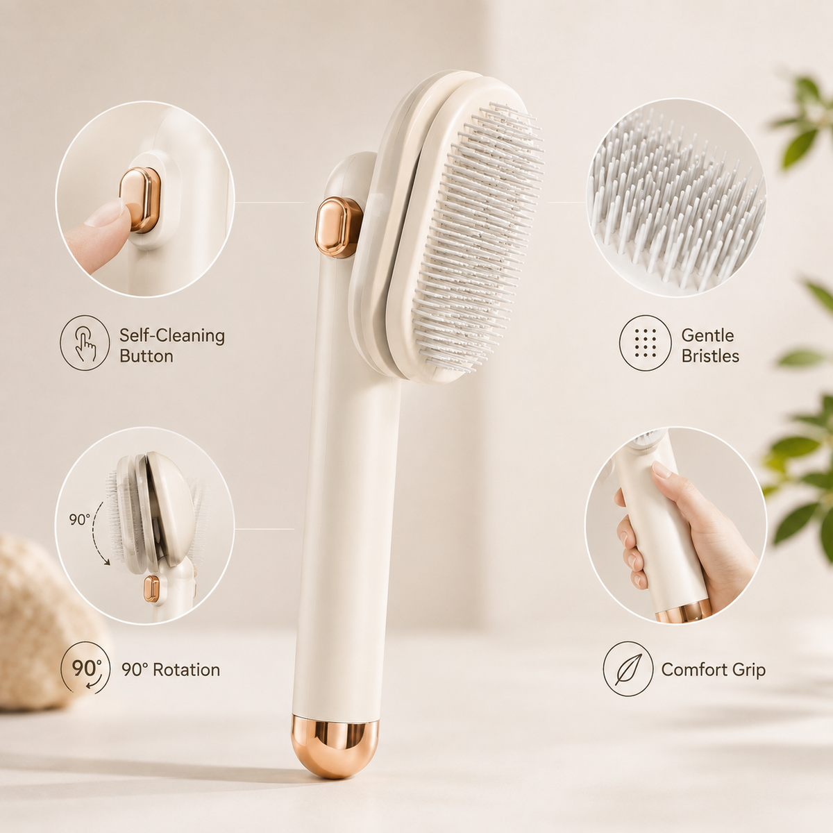 90° Rotating Self-Cleaning Pet Grooming Brush