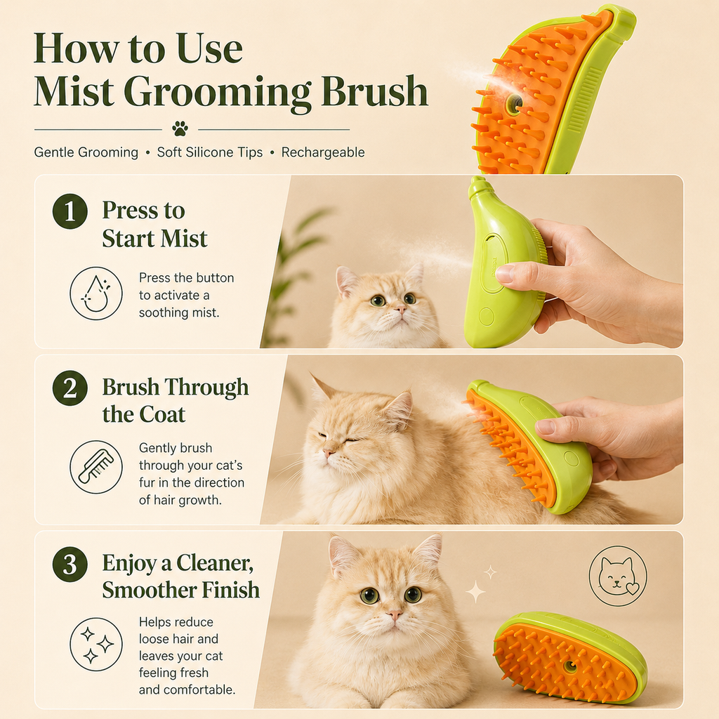 Rechargeable Mist Grooming Brush for Cats & Dogs