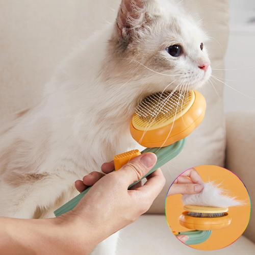 Self-Cleaning Pet Slicker Brush for Cats & Dogs